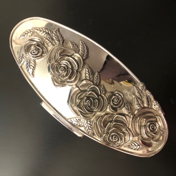 VTG Godinger Silver Plate Rose Jewelry Box Oval - Picture 5 of 10